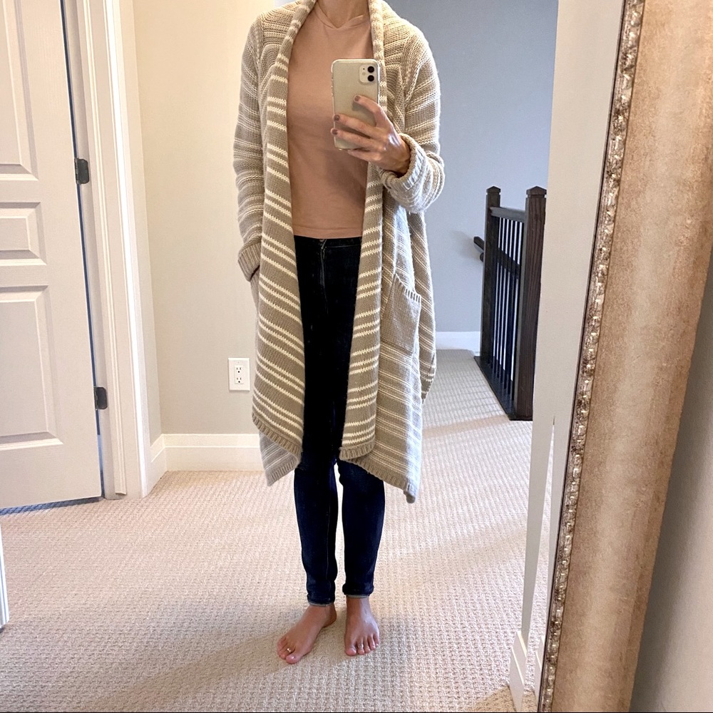 BCBG Beige and white striped sweater